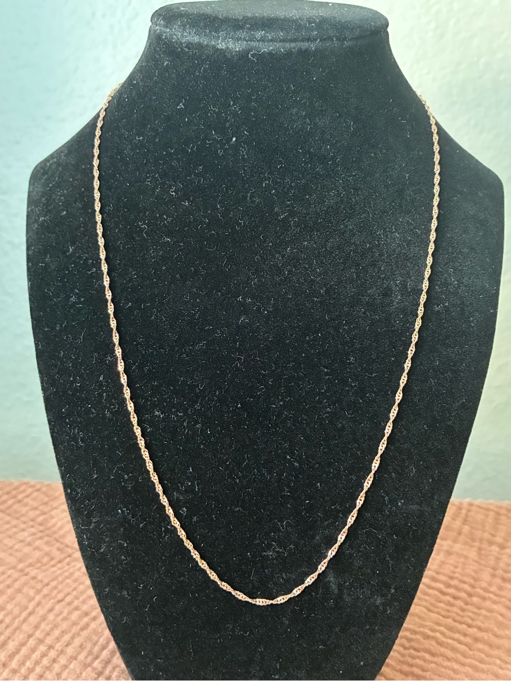 Delicate Rose Gold Rope Chain Necklace - 925 Sterling Silver 20”
